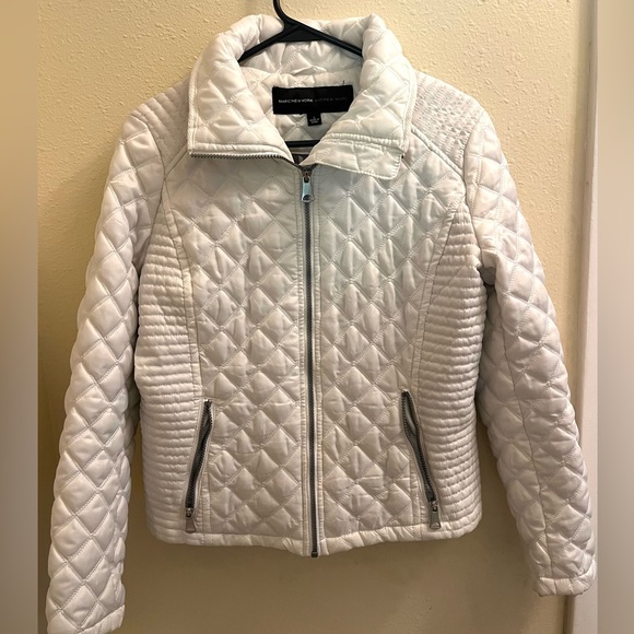 Marc New York Andrew Marc Quilted Puffer Jacket Women's Large White Zip - Picture 1 of 5